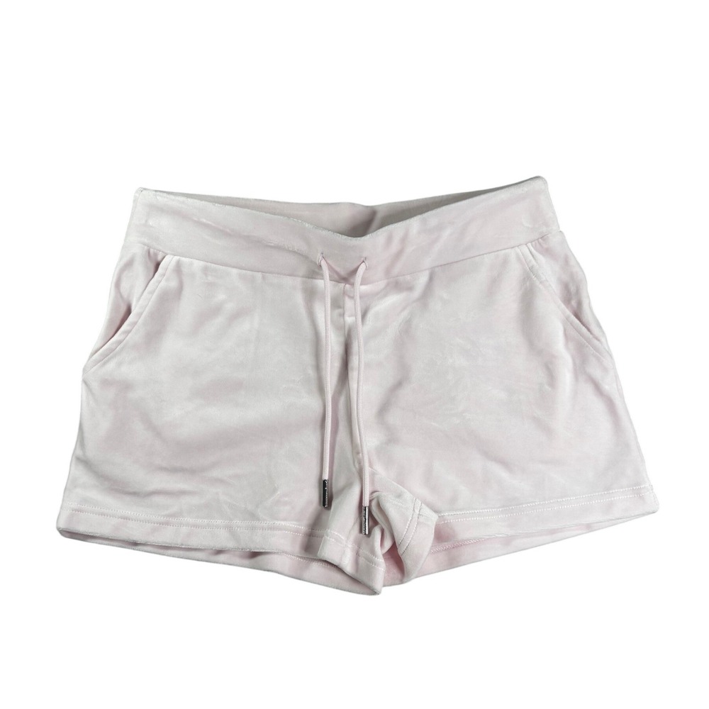 Juicy Couture Velour Shorts Soft Glow Pink Rhinestone Logo Y2K NWT Size M